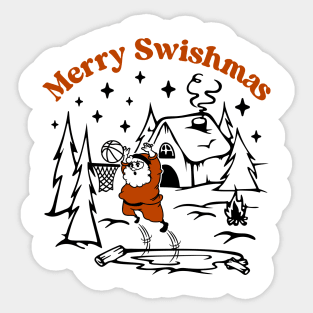 Santa Playing Basketball Sticker